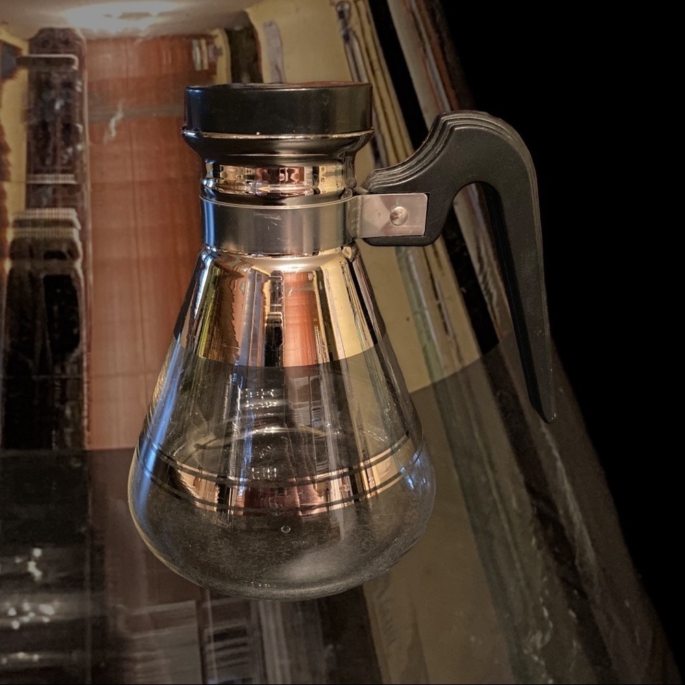 Vintage INLAND Glass Carafe Warmer Coffee Tea Serving Pitcher Mid Century